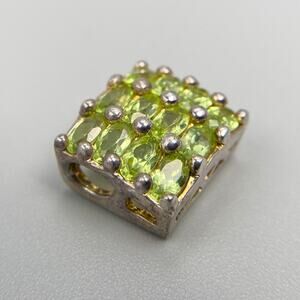 Gold Plated Green Gemstone Slider Pendant